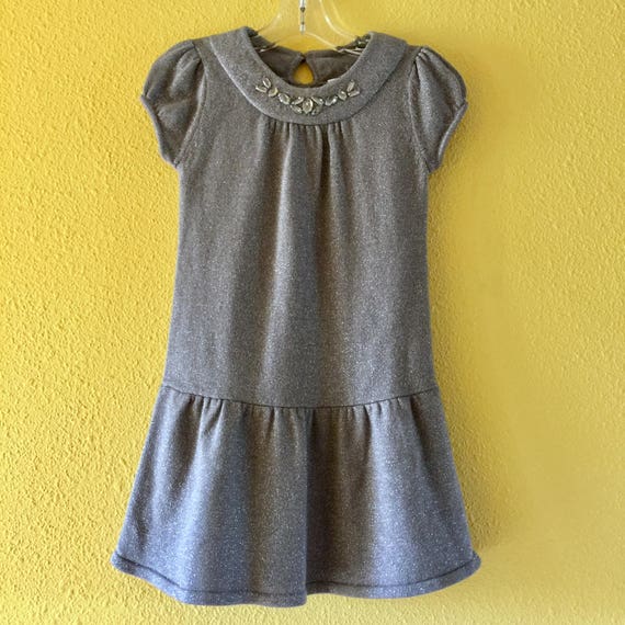 Silver Knit Jeweled Neck Flower Girl Dress Christmas Winter Sweater Shabby  Chic Gray Holiday Cable Knit Woven Baptism Dress Metallic Shimmer - Etsy  Australia