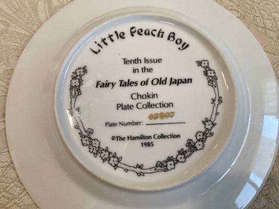 Old Japan Fairy Tales Chokin Plates Gold Etched Porcelain Dish