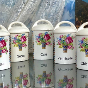 Küche Gewürzdosen Französische Rosen Viktorianische Keramik Tschechoslowakei Urbach Freres Gerda Regal Deckeldosen Deckeldosen Landhausküche Shabby