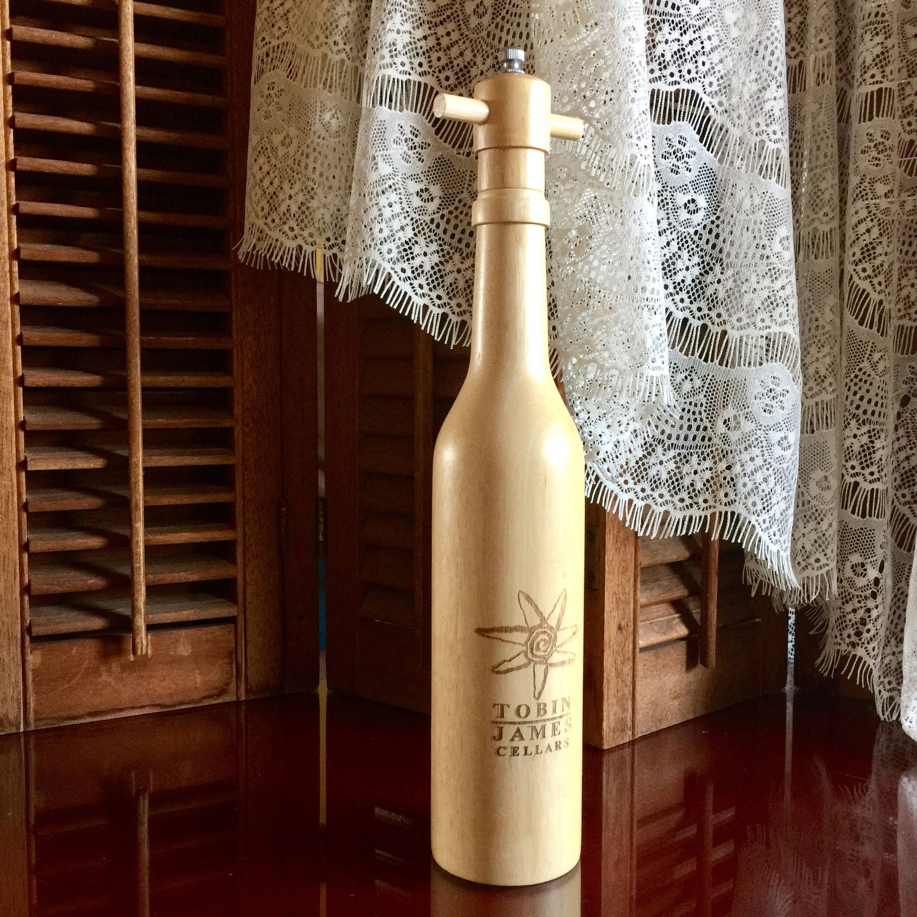 wooden wine bottle pepper grinder