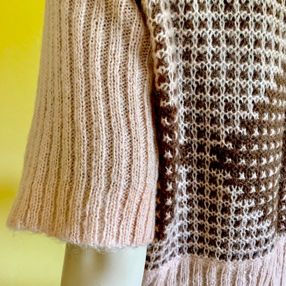 Dusty Rose Pink Knitted Woven Jacket Mohair Crop … - image 6