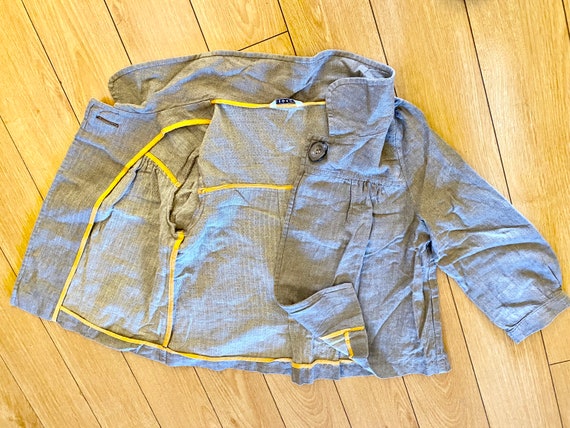 Retro Linen Jacket Cotton Blend Grey Peter Pan Co… - image 4