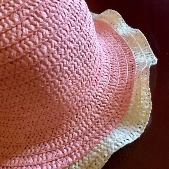 Girls Floral Pink Paper Straw Sun Hat Baby Girls … - image 3