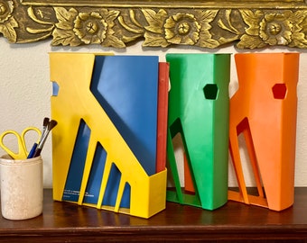 IKEA Retro Magazine File Office Desk Organizer Vibrant Color Plastic Document Divider School Paper Separator Holder Kids Storage Art Modern