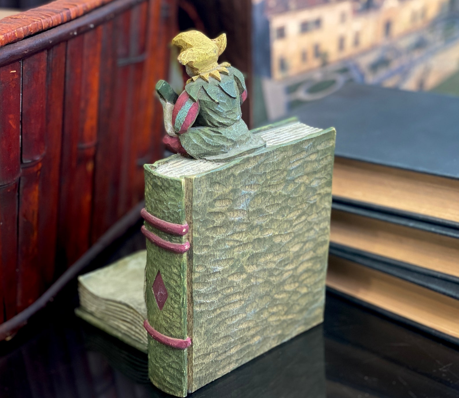 Jester Bookend Library Shelf Decor Statue Rustic Renaissance Etsy