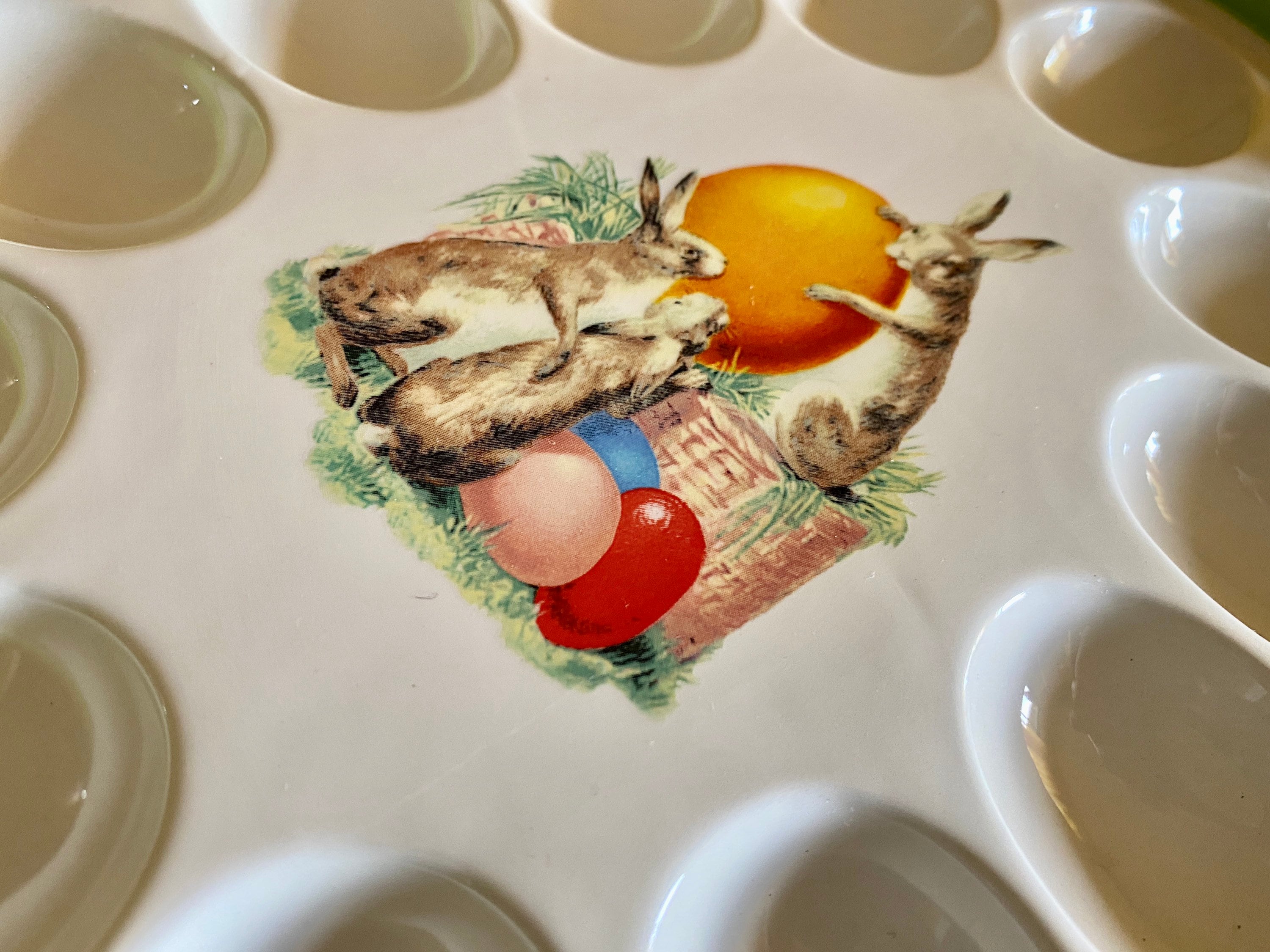 Easter Dinner Set, Ceramic Bunny Rabbit Platter, Barn Animal Party Table Decor, Appetizer Snack Dish Serving Eggs Cheese Tray Farmhouse Kitchen