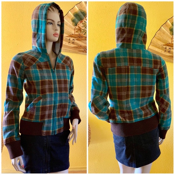 green plaid hoodie