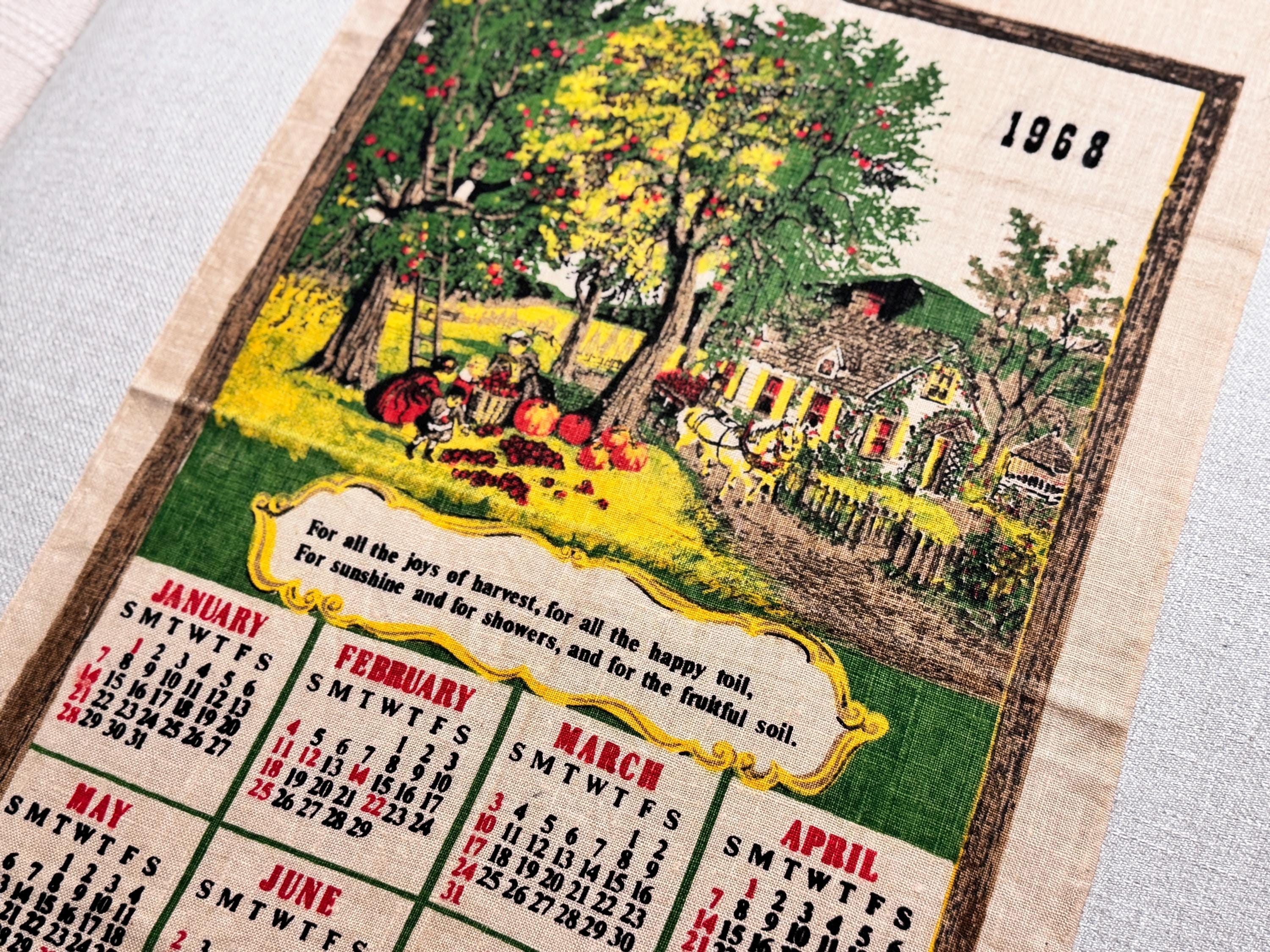 1968 Vintage Fabric Calendar - Etsy Singapore