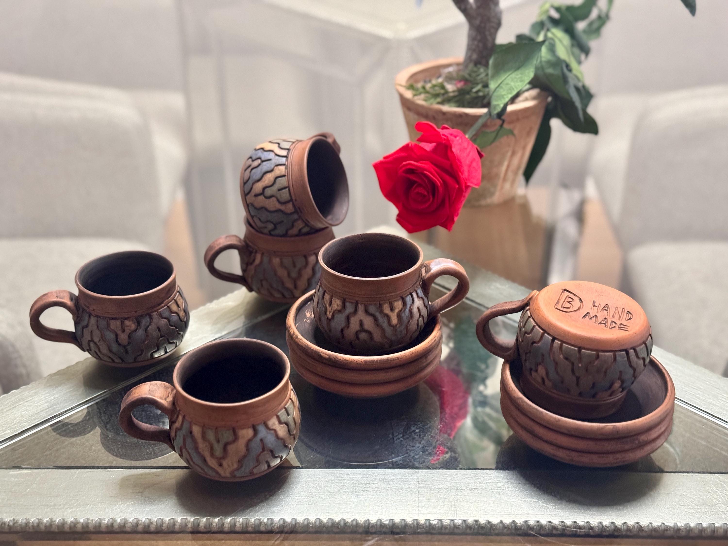 Handmade Espresso Coffee Cups Ceramic Demitasse Armenian Clay Art