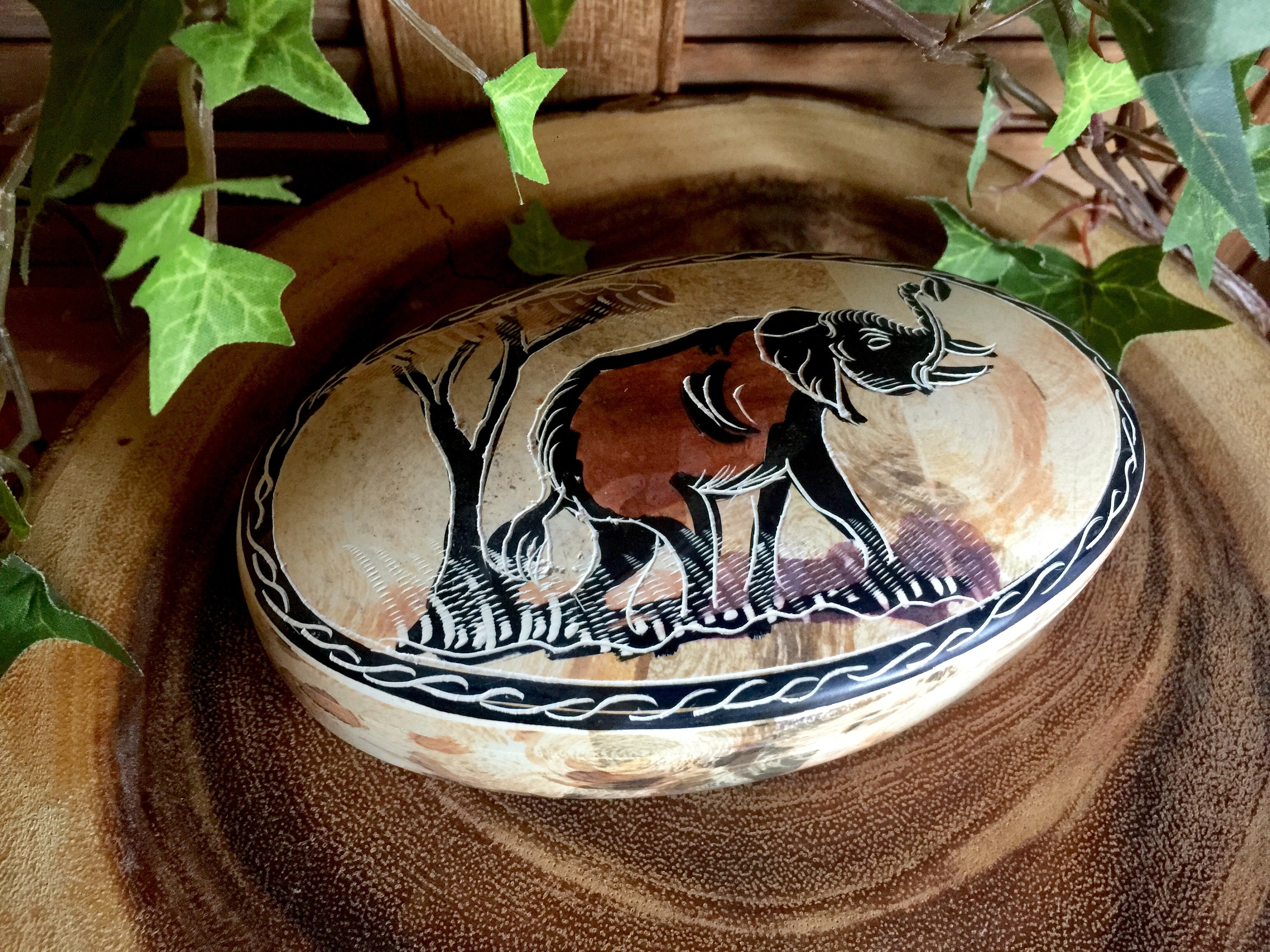 Animals Soapstone Jewelry Box Giraffe Elephant African Sunset Etsy