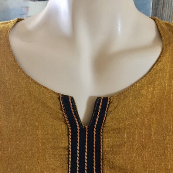 Mustard Yellow Black Embroidery Long Shirt Dress … - image 2