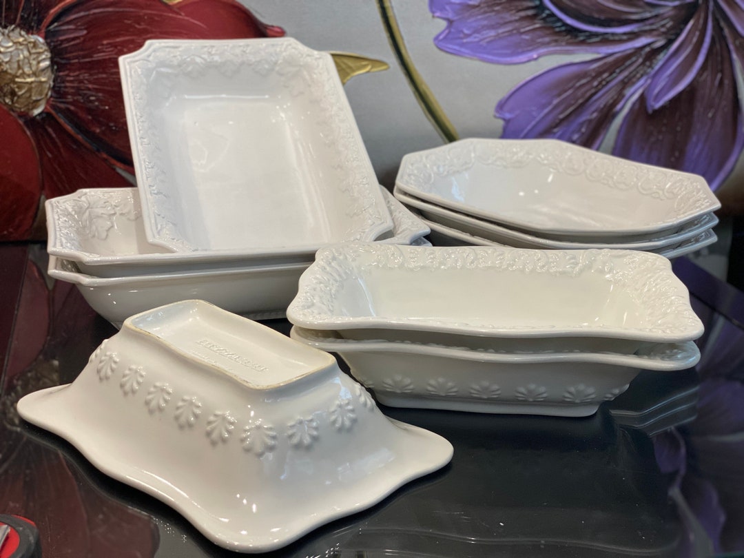 White Italy Ceramic Oven Baking Trays Large Hot Dish Serving Round
