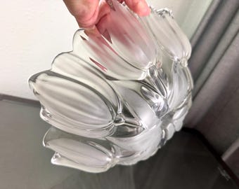 足上の大きなフルーツボウル 成形クリスタル バカラ ダイヤモンド装飾