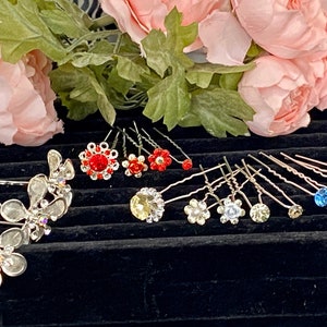 Diamante Strass Bloemen Haarspelden U-vorm Accessoire Bruiloft Haarstukje Romantische Crystal Push Stick Rose Crown Hoofdband Middeleeuwse Bruid Clip