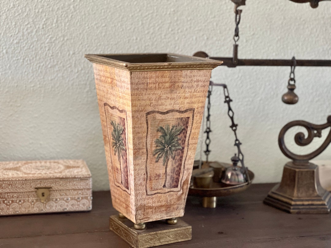 Palm Tree Umbrella Stand Holder Wastebasket Tropical Urn Etsy