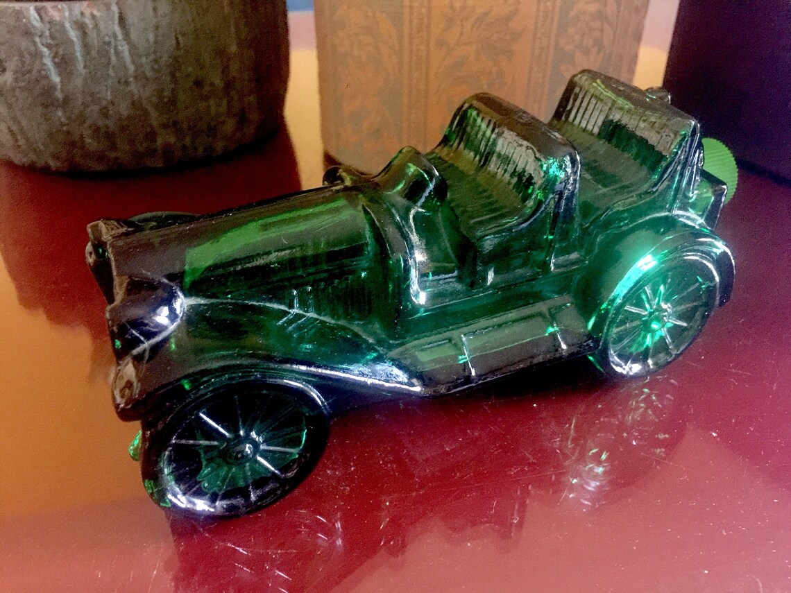 Green Art Glass Classic Car Bottle Cologne Avon 1970s - Etsy