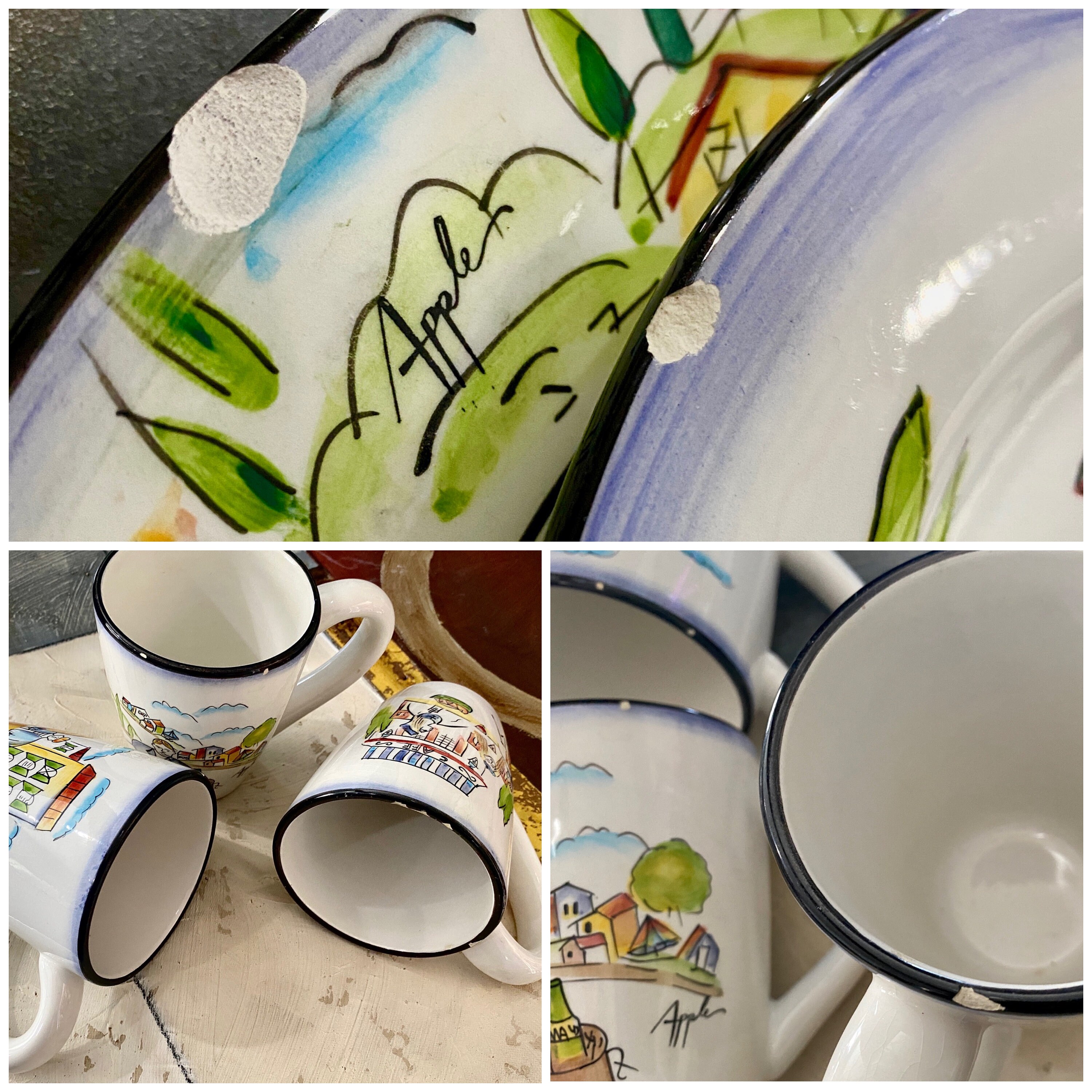 SAKURA Provence France Dinner Plate Set Handpainted Earthenware