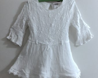 Coton blanc dentelle robe fille baptême robe bébé volant fleur broderie soirée vacances des années 20 aileron Costume fête mariage paysan