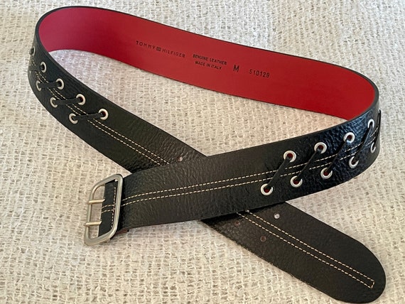 Tommy Hilfiger Italy Genuine Leather Belt Black Wide Stud  display picture 3