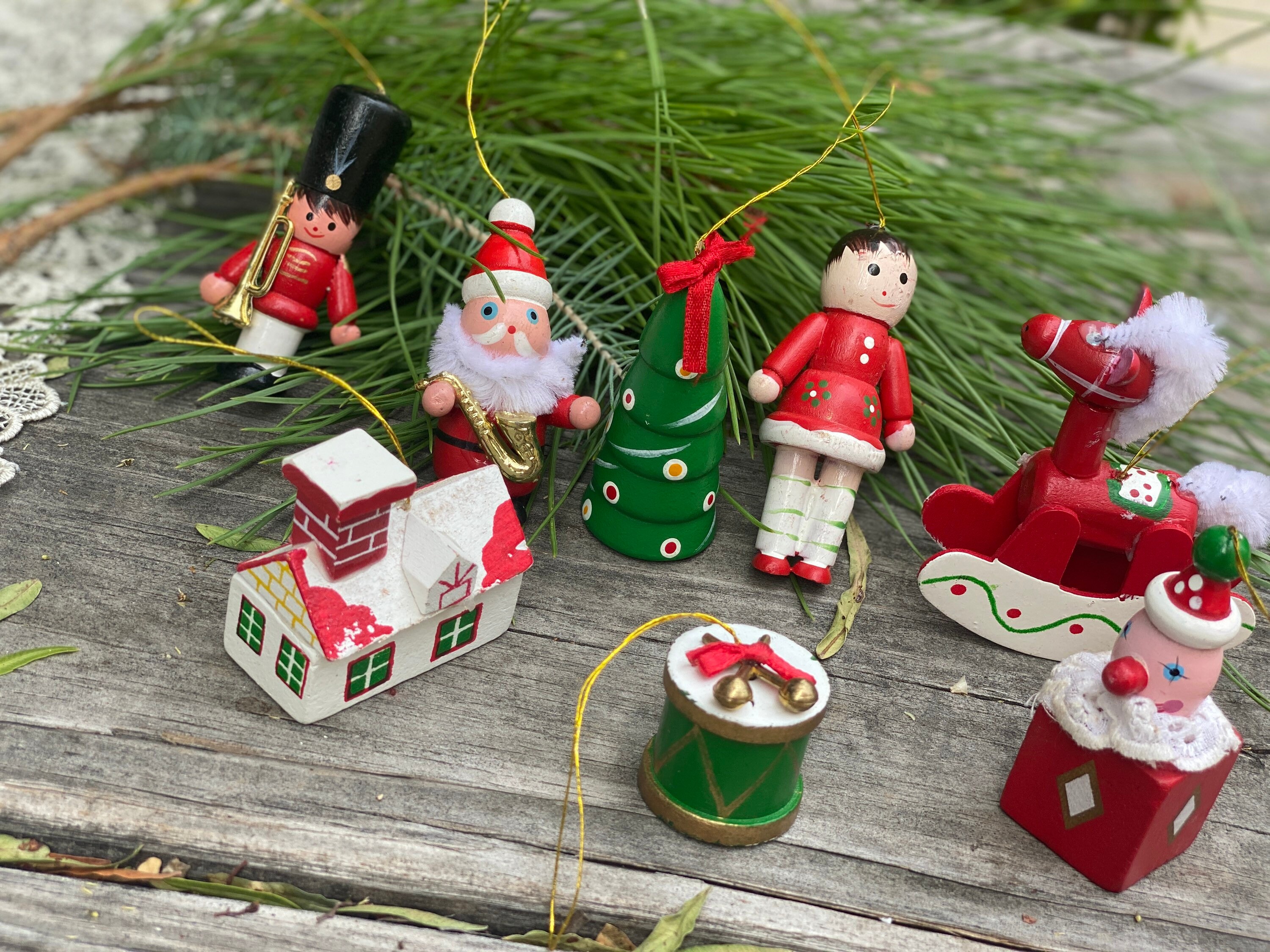 Wood Ornaments Christmas Tree Santa Claus Teddy Bear Kids  display picture 1