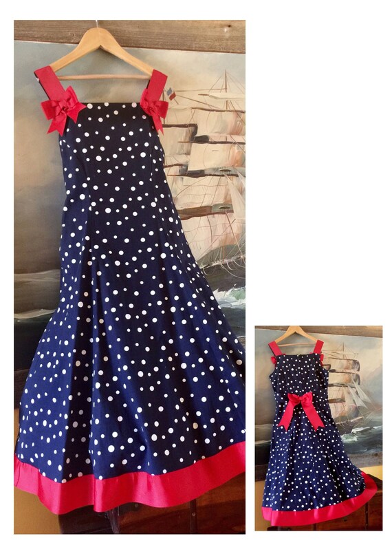 ✳︎1950s & Pinup Style Navy PolkaDot Dress XFLWAM Women Contrast Peter Collar 1950s Vintage Polka Dot