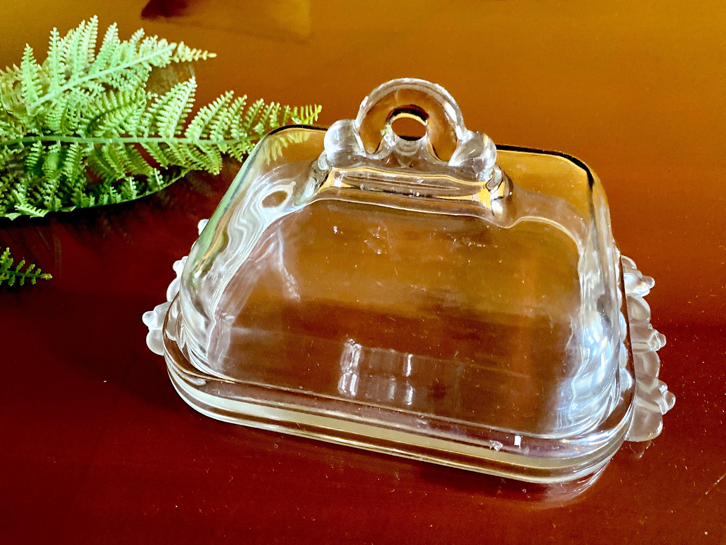 Mikasa Crystal Butter Dish Large Frosted Rosebud Lidded Etsy