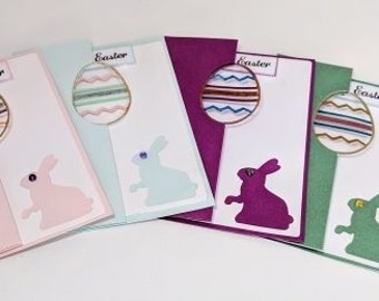 Easter Card Set - Handmade Greeting Cards - Easter Bunny Card - Easter Egg - Fancy Fold Cards - Happy Easter Greeting - Homemade Z Fold Card