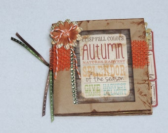 Premade Scrapbook Mini Album, Paper Bag Album, Handmade Fall Mini Album, Autumn Memories Mini Album, Fall Colors, Fall Keepsake Mini Album