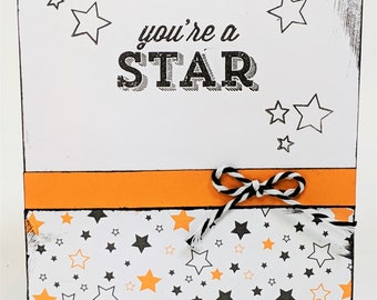 Card Handmade -  Back to School Card Handmade -  You're A Star Greeting Card - Blank Card - Hand Stamped - Custom Unique Greeting