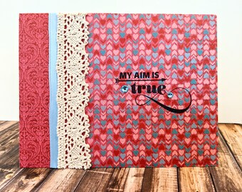 Handmade Valentine Card - Vintage Valentine Card - Love Card - Handmade Greeting Card - Color Block Design - Heart Card - Handcrafted