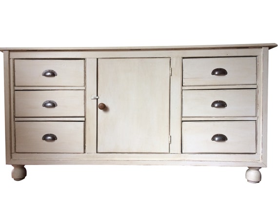 Antique Victorian Grey Painted Sideboard Dresser Server Etsy