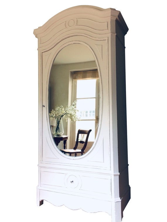 Antique French Painted Cream Armoire Wardrobe Hall Linen Etsy