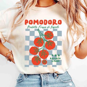 Komfort Farben T-Shirt Pomodoro Tomaten-Hemd, Vintage italienisches Tomaten-Grafik-Hemd, Tomaten-Hemd, Frucht-Hemd, botanisches Hemd, botanische Tomate
