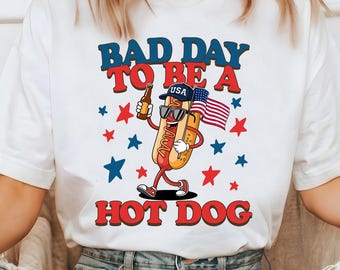 Comfort Colors Shirt Funny 4th of July Hot Dog Shirt Bad Day to Be a Hot Dog Tee Patriotic Shirt USA Graphic Summer Tee Retro Vintage Shirt