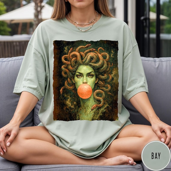 Medusa Shirt Greek Mythology Tee Gothic Art Gift Dark Fantasy Shirt Medusa Bubblegum Vintage Painting Feminist Comfort Colors® T-Shirt