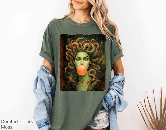 Medusa Bubblegum Shirt, Funny Greek Mythology Snake Hair Goddess Tee