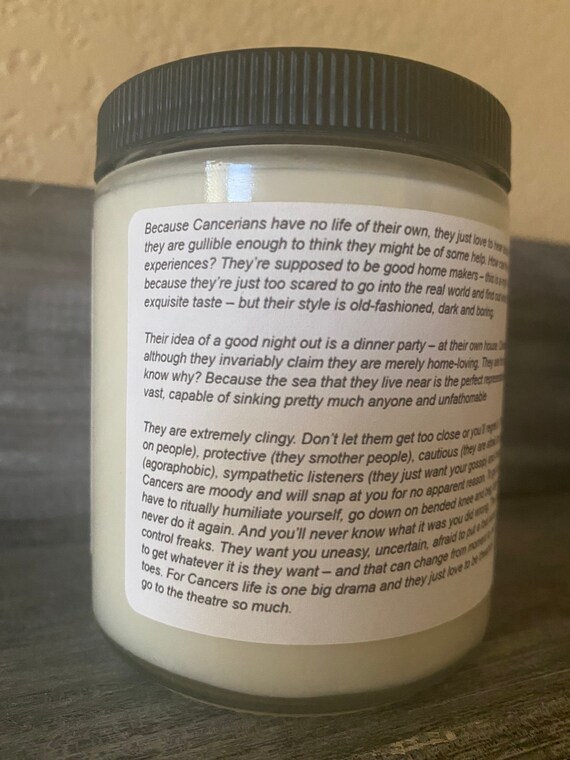 Cancer Dark Humor Sarcastic Funny Birthday Astrology Candle 8oz Cancer Dark Humor Sarcastic Funny Birthday Astrology Candle 8oz