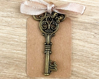 Customizable place card disney key - antique bronze