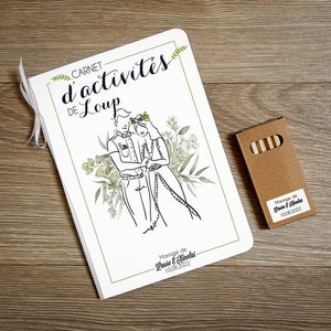 Wedding activity book for children, with colored pencil