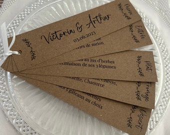 Menu éventail personnalisable, mariage, baptême ou autre événements