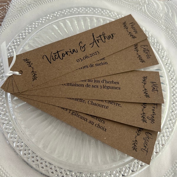 Menu éventail personnalisable, mariage, baptême ou autre événements