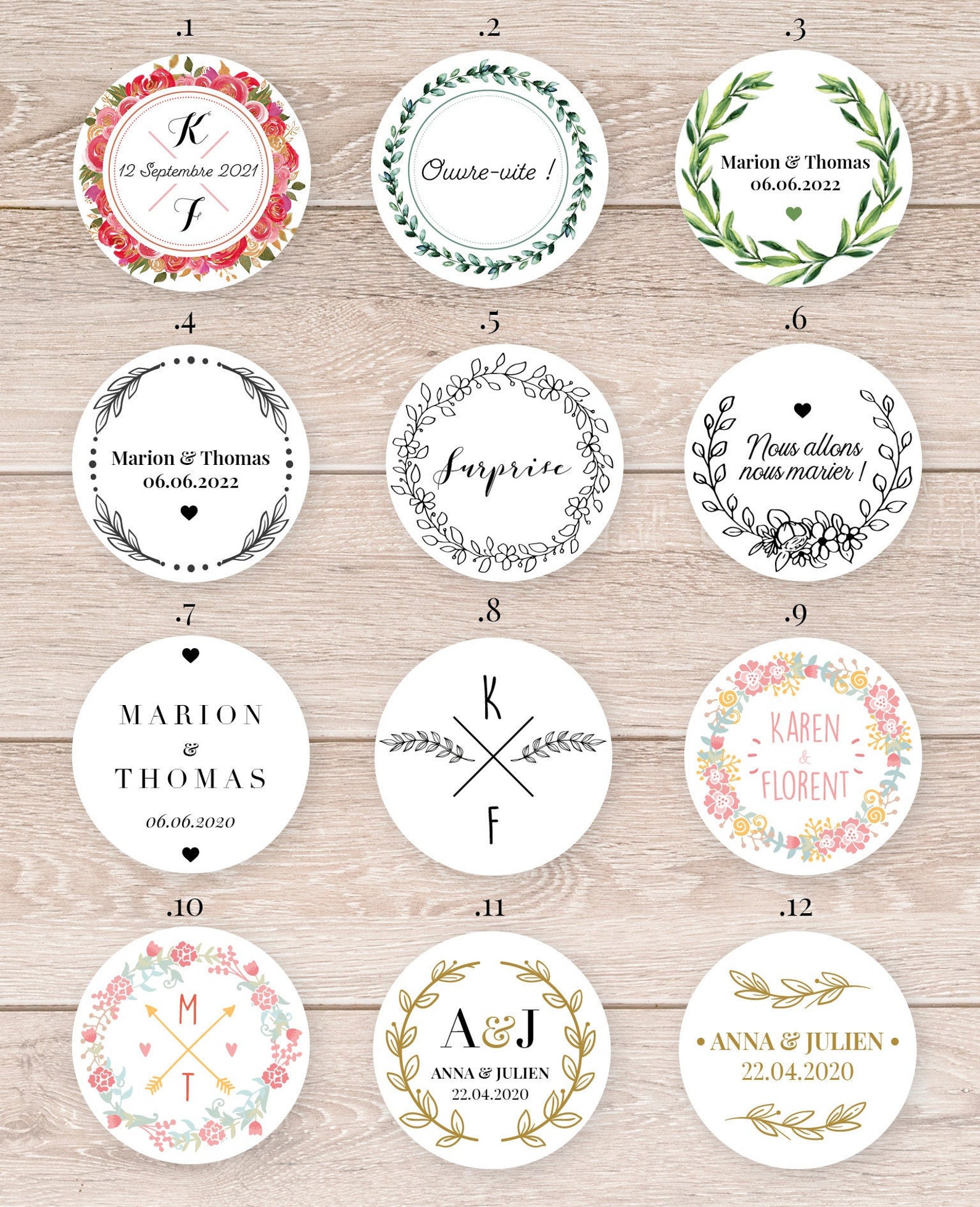 Etiquettes Autocollantes Personnalisées Etiquettes autocollantes personnalisées mariage baptême | Etsy France