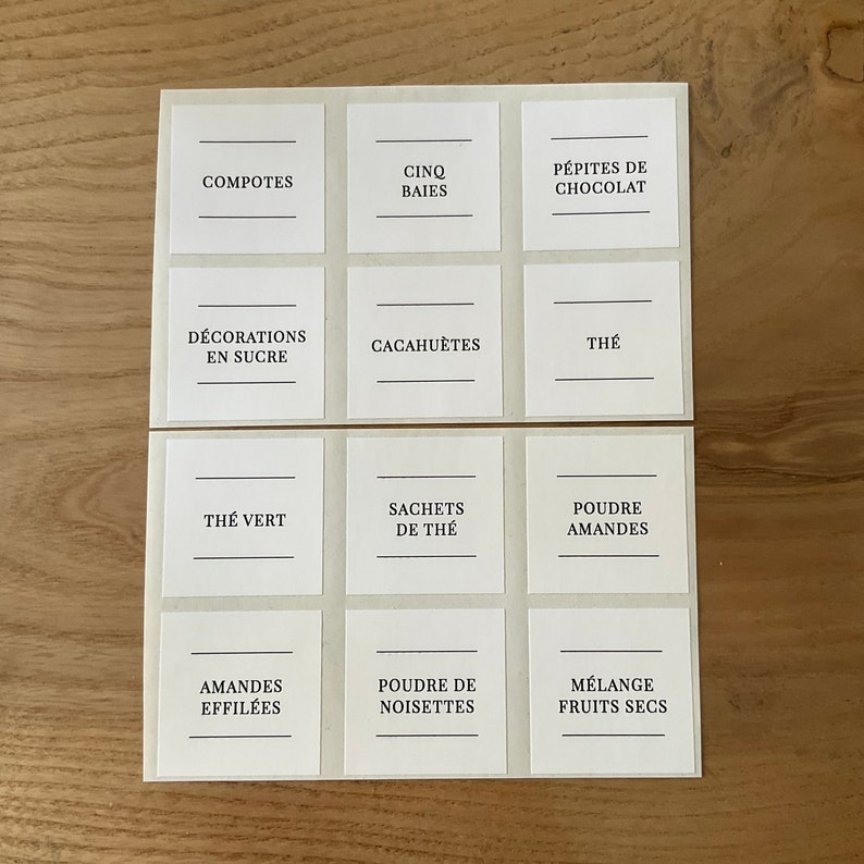 Anti-waste Set of labels square 45x45mm personalized in matte vinyl, minimalist, vintage, kitchen & home organization LOT F