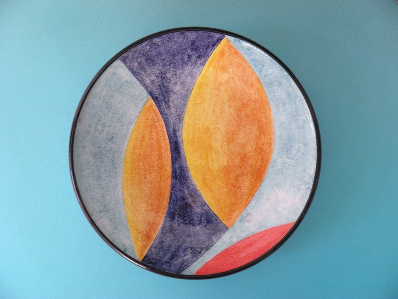 Artistic ceramic bowl shaped on the lathe and decorated by hand. image 2