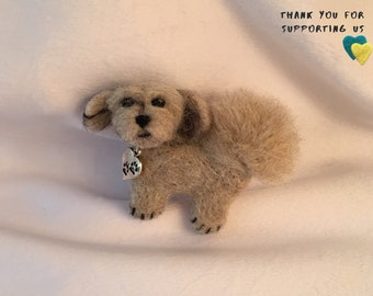 Needle felted Dog Brooch ooak gift for dog lovers. Explore now!