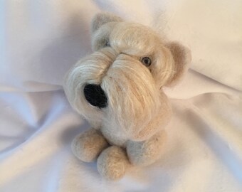 Needle felted Dog home decor for Schnauzer moms. Ukrainian art, Stand with Ukraine, made in Ukraine