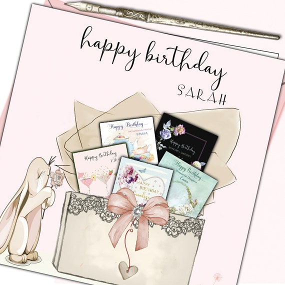 personalised Birthday card Black pink daughter granddaughter sister niece