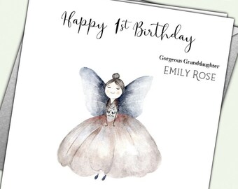 Personalised 1st Birthday Card Angel Fairy Daughter Granddaughter Goddaughter Niece