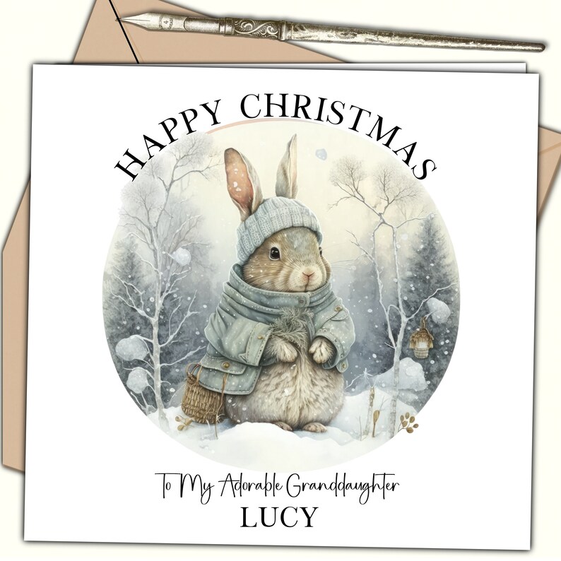 thumbnail interactive-video image 1 of Personalised Pink Christmas Card - For Great Granddaughter, Niece, Daughter - Made In UK 1 of 6