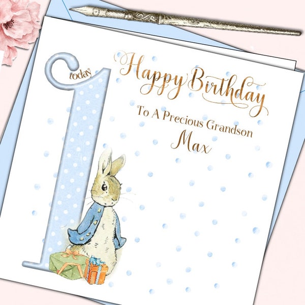 PERSONALISED PETER RABBIT NEW BABY Card - Congratulations Birth Baby Girl Pink £3.20 - UK